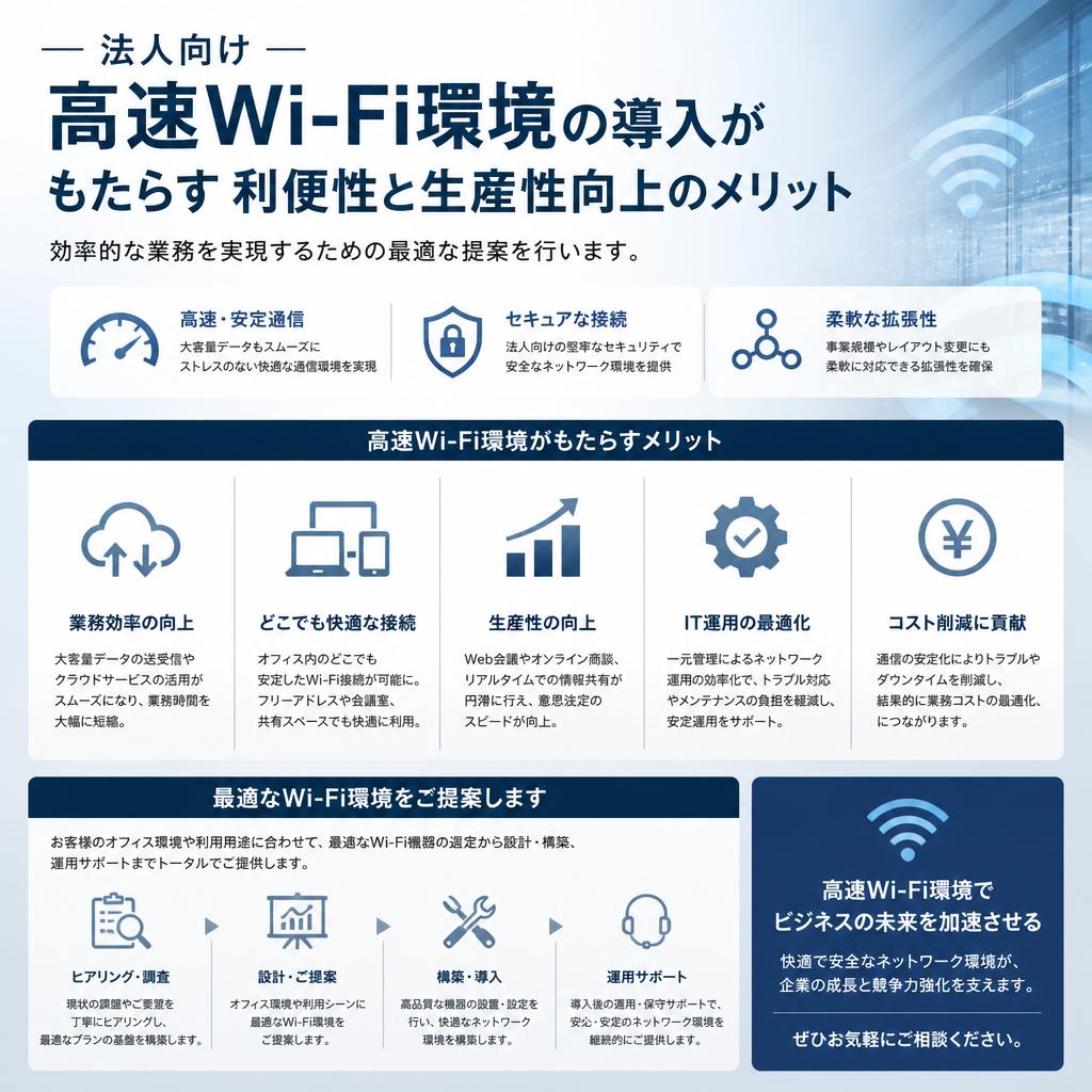 法人向けWi-Fiで快適なビジネス環境を