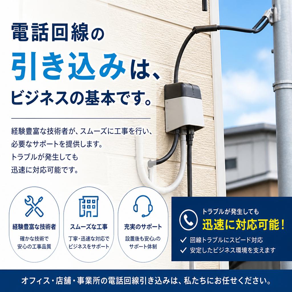 2. 電話回線引き込みから安心のサポート！
